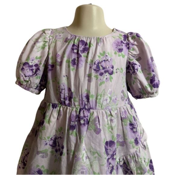 Janie & Jack Purple Floral Print Ruffle Wrap Front Dress Size 2T - Picture 3 of 9